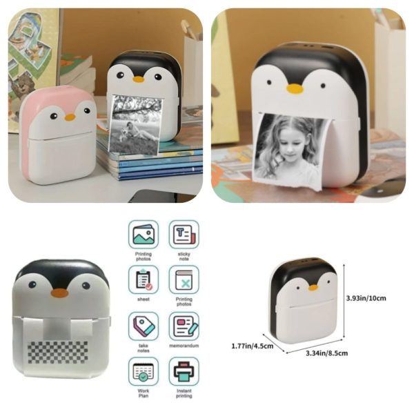 Adorable Penguin Design Rechargeable Portable Mini Printer