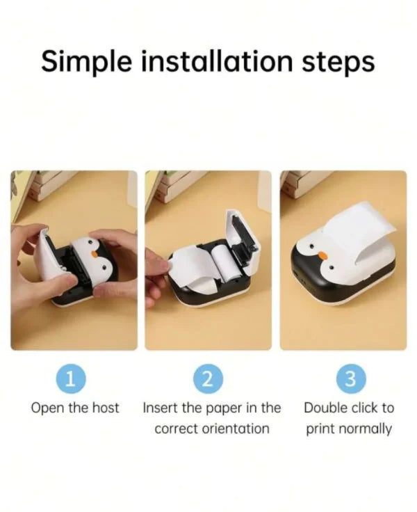 Adorable Penguin Design Rechargeable Portable Mini Printer