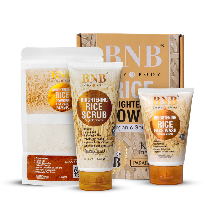 3 In 1 Bnb Whitening Rice Extract Bright & Glow Kit