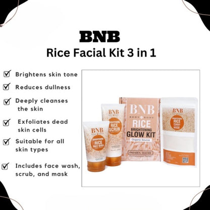 3 In 1 Bnb Whitening Rice Extract Bright & Glow Kit